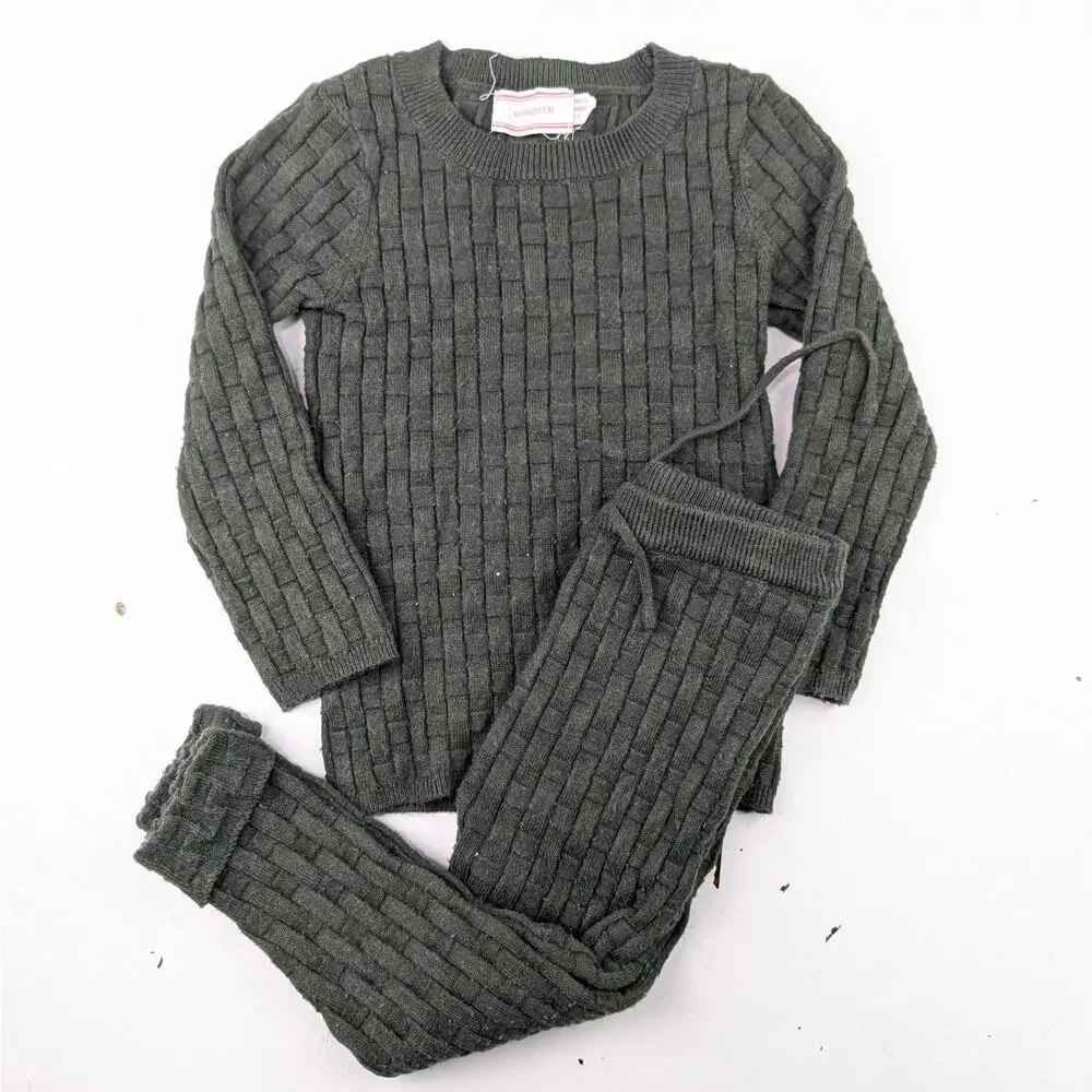 Hopscotch Baby 2 Piece Dark Green Sweater Knit Outfit - Fits 12 Months